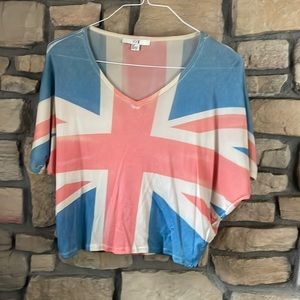 British Flag Cut Off Crop Top Small Short Sleeve T Shirt